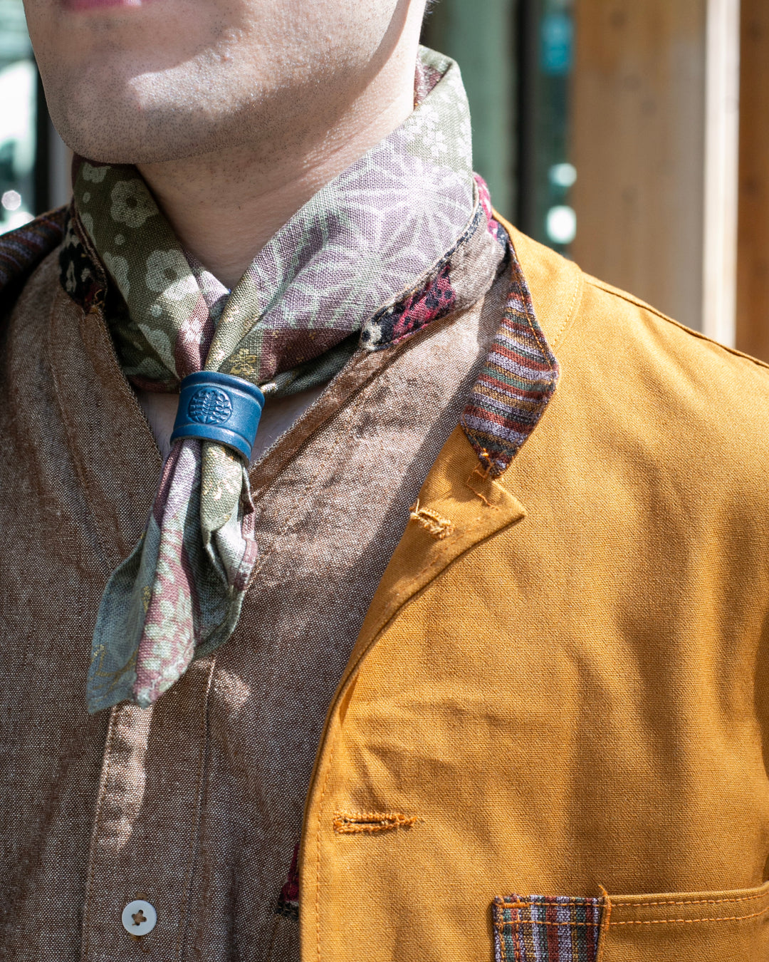 Kiriko Original Mandarin Collar Lightweight Jacket, Mustard