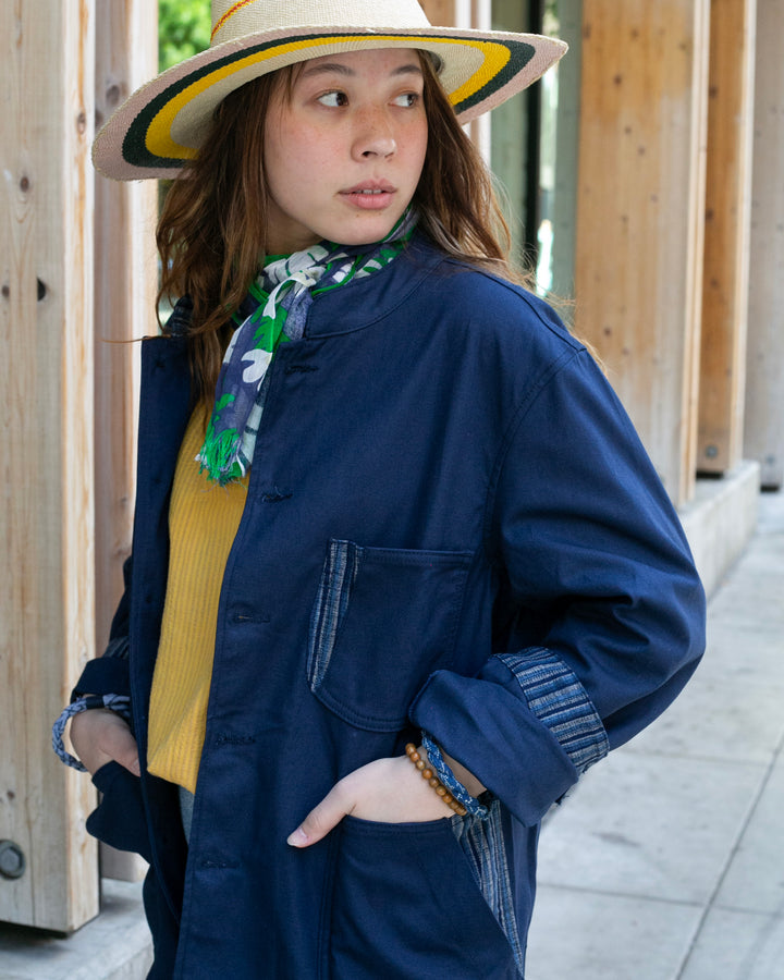 Kiriko Original Mandarin Collar Lightweight Jacket, Navy