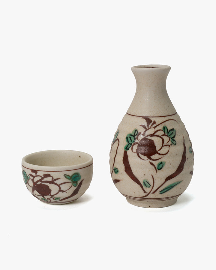 Tokkuri, Ichiyama, Hand-Painted Akae Floral