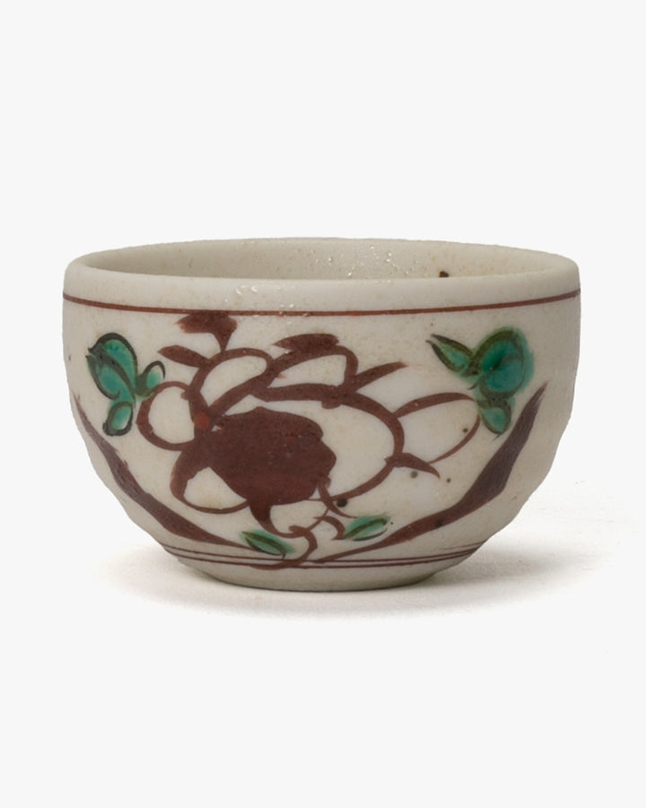Sake Cup, Ichiyama, Hand-Painted Akae Floral