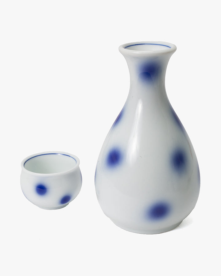 Tokkuri, Ichiyama, White with Blue Dots