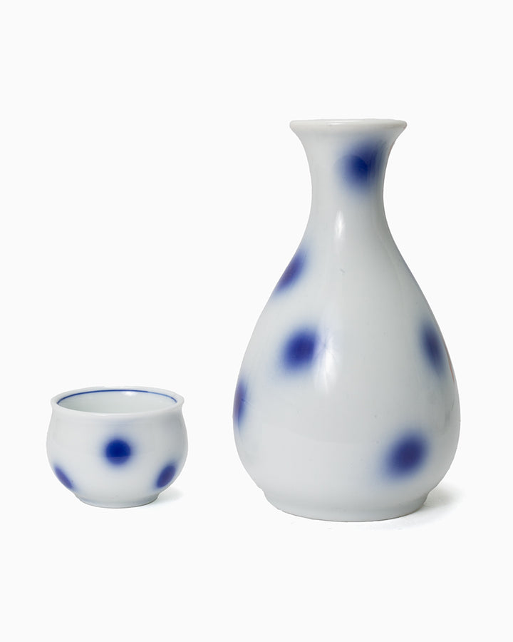 Sake Cup, Ichiyama, White with Blue Dots