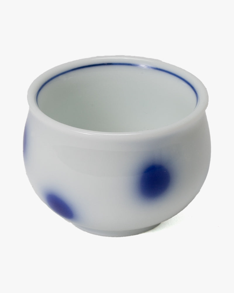 Sake Cup, Ichiyama, White with Blue Dots