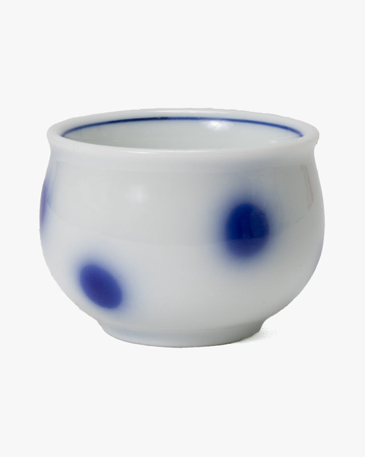 Sake Cup, Ichiyama, White with Blue Dots