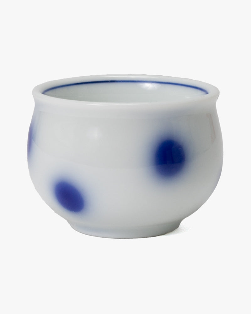 Sake Cup, Ichiyama, White with Blue Dots