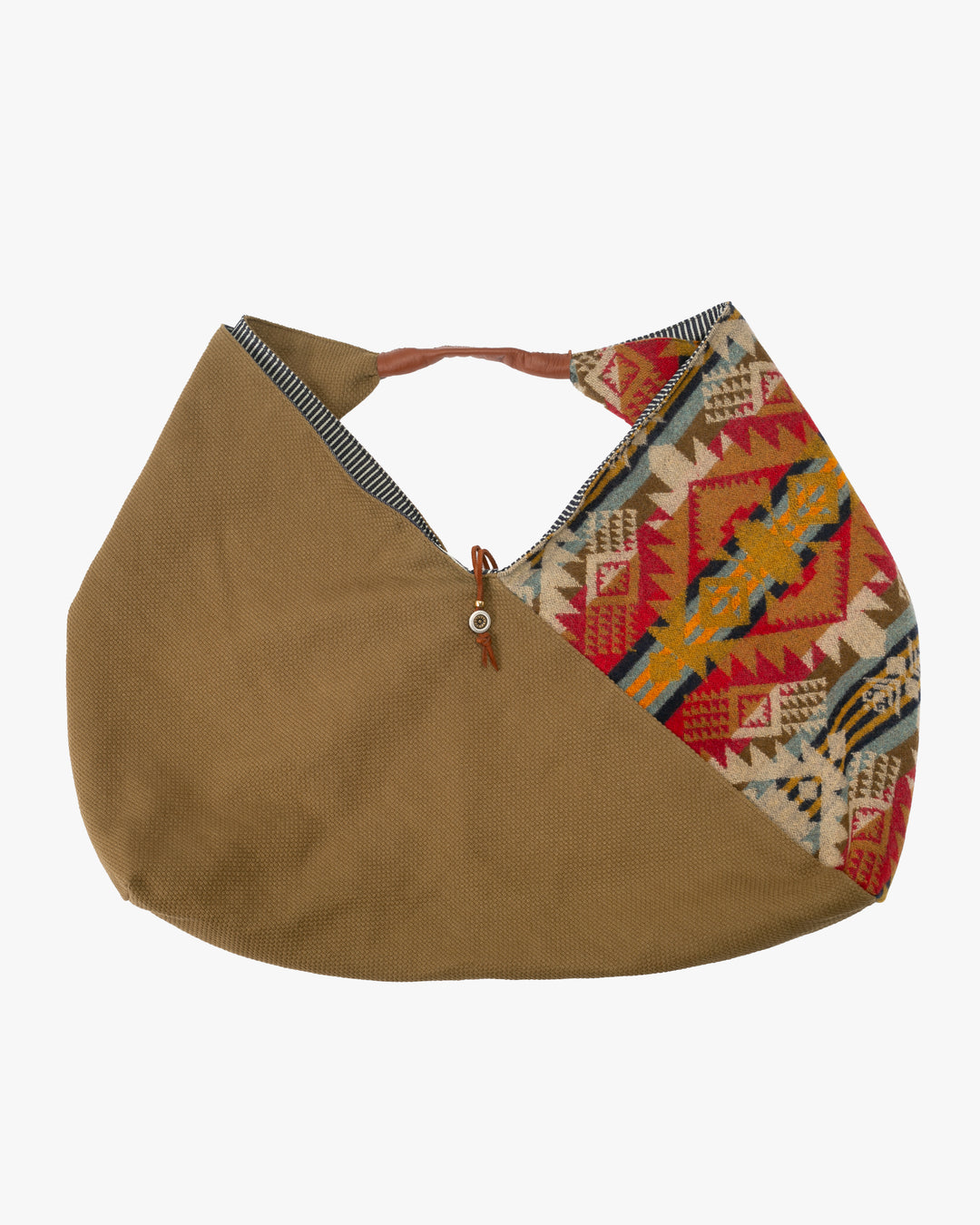 Kiriko Original Tsuno Tote, Sashi-Ori, Olive and Red Multi-Color Pendleton Fabric