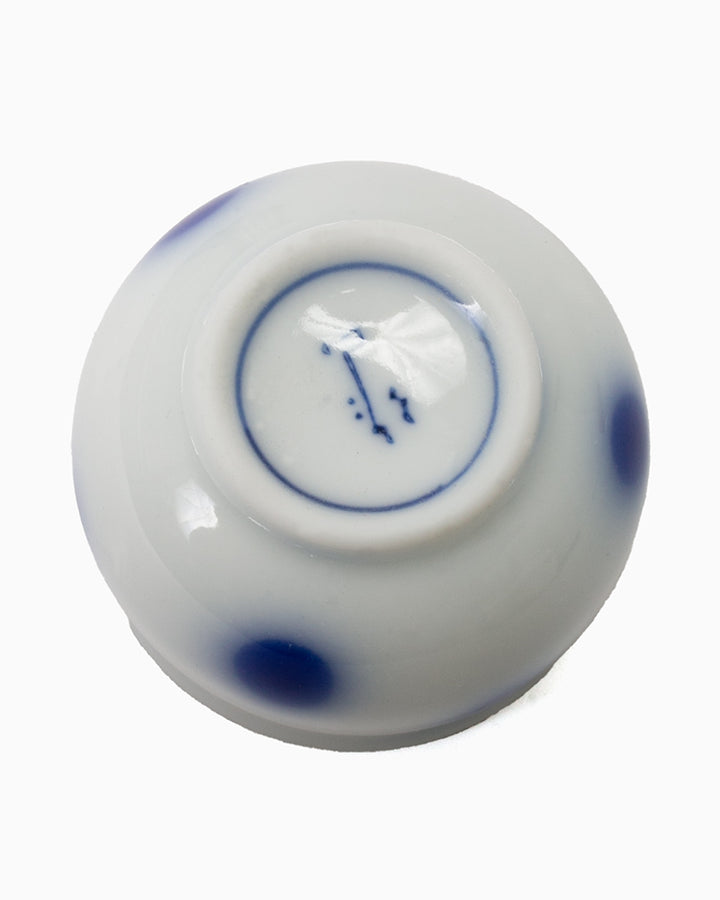 Sake Cup, Ichiyama, White with Blue Dots