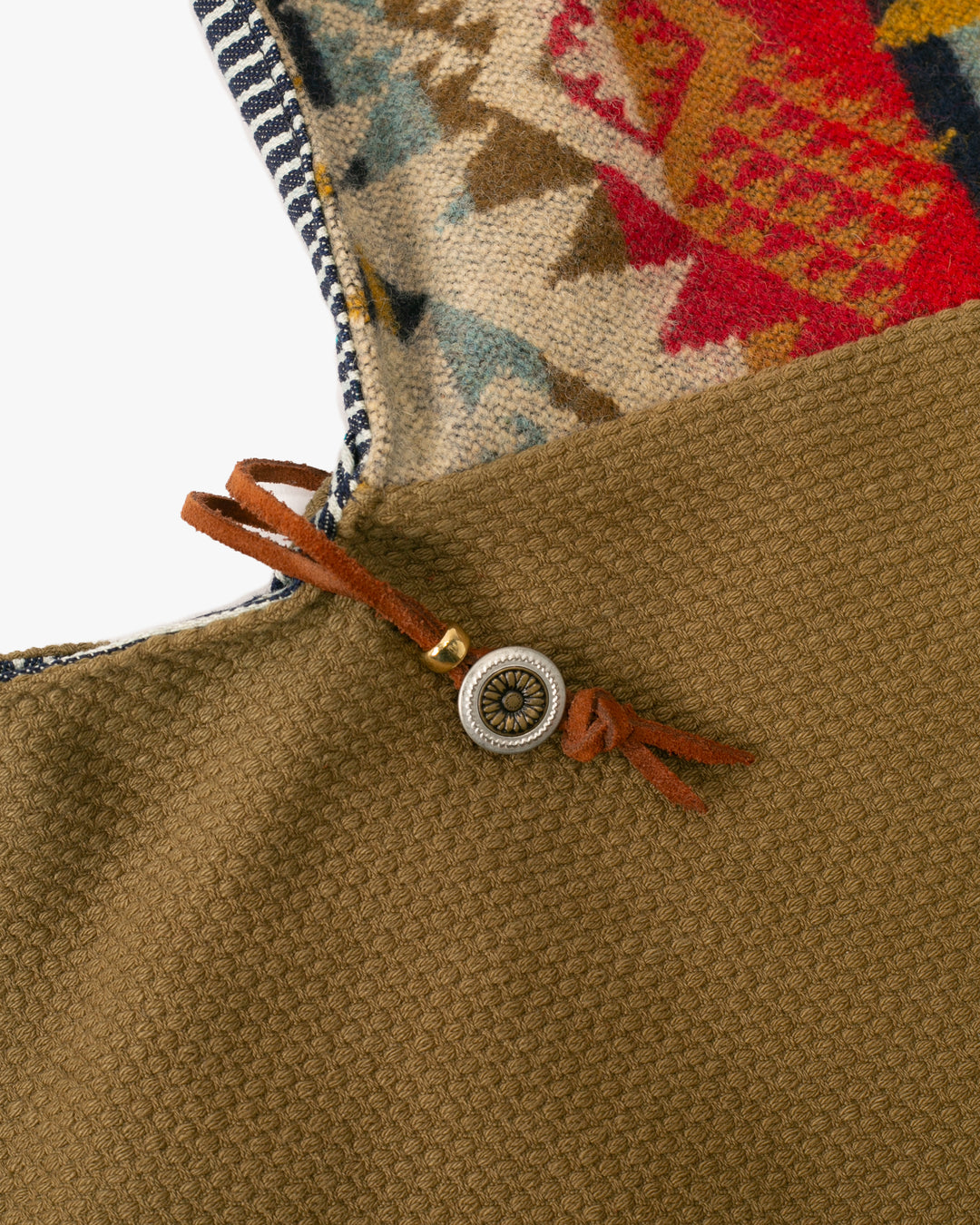 Kiriko Original Tsuno Tote, Sashi-Ori, Olive and Red Multi-Color Pendleton Fabric