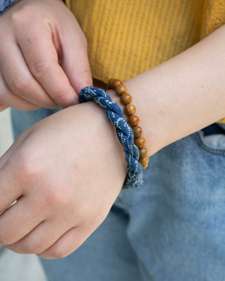 Boet x Kiriko Bracelet, Light Blue with White Katazome
