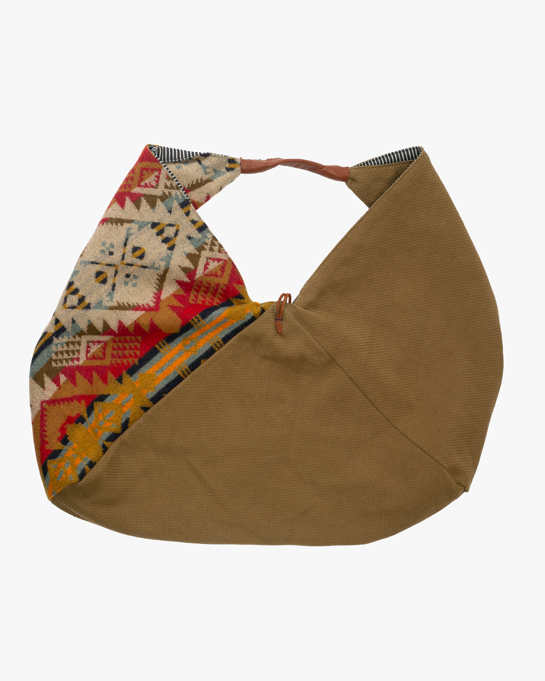 Kiriko Original Tsuno Tote, Sashi-Ori, Olive and Red Multi-Color Pendleton Fabric