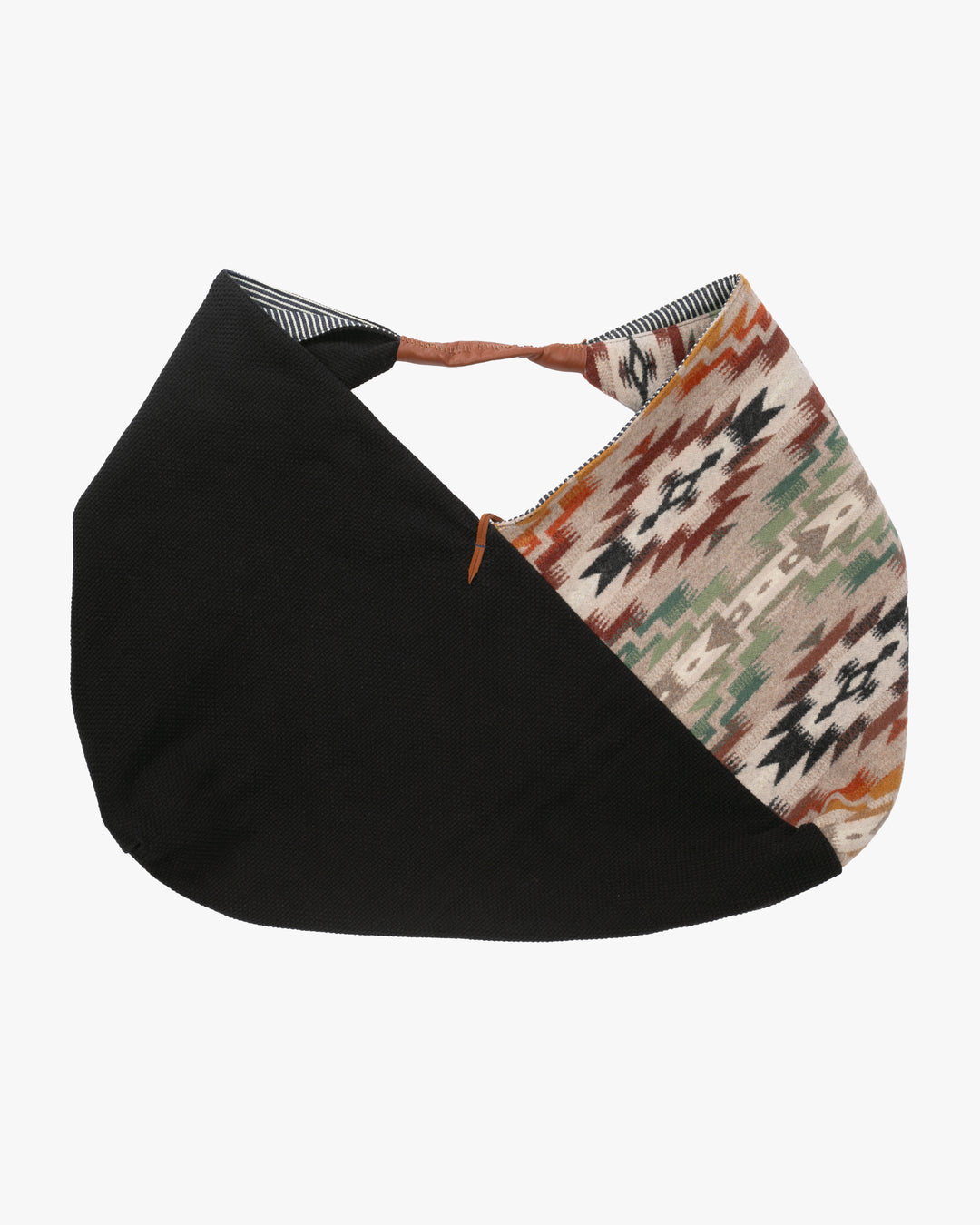 Kiriko Original Tsuno Tote, Sashi-Ori, Black and Earth Tone Multi-Color Pendleton Fabric