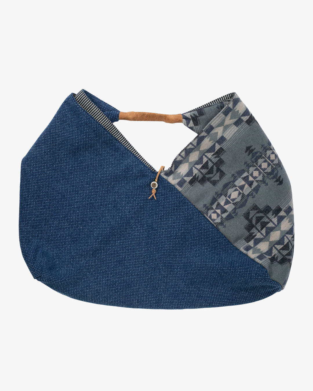 Kiriko Original Tsuno Tote, Sashi-Ori, Washed Indigo with Slate Blue Pendleton Fabric