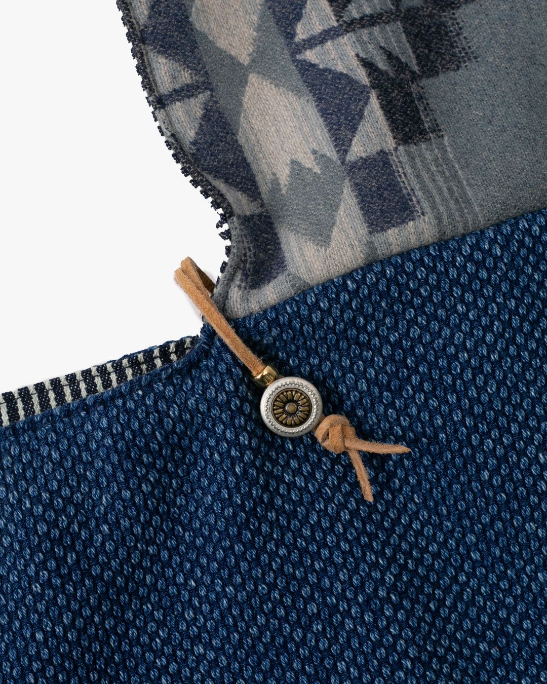 Kiriko Original Tsuno Tote, Sashi-Ori, Washed Indigo with Slate Blue Pendleton Fabric