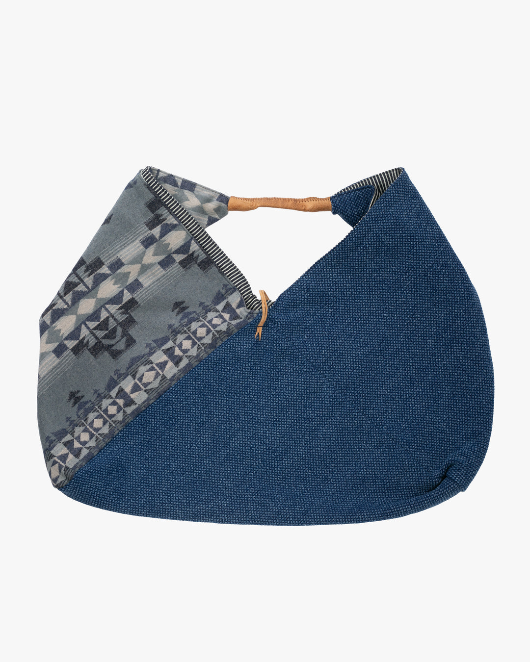 Kiriko Original Tsuno Tote, Sashi-Ori, Washed Indigo with Slate Blue Pendleton Fabric