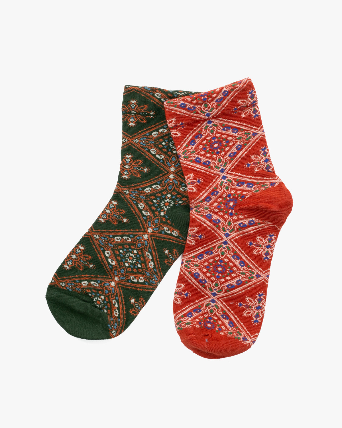 Tourtiwi, Mid-calf Socks, Retro Diamond Floral