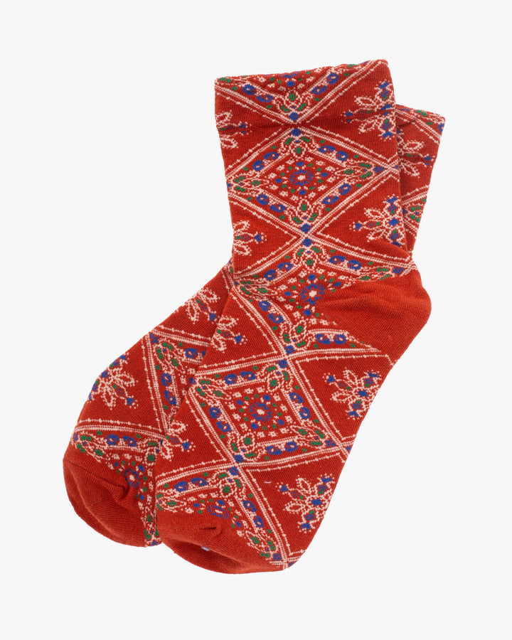 Tourtiwi, Mid-calf Socks, Retro Diamond Floral