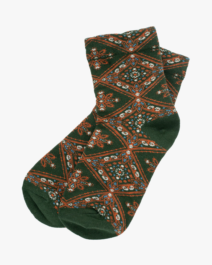 Tourtiwi, Mid-calf Socks, Retro Diamond Floral