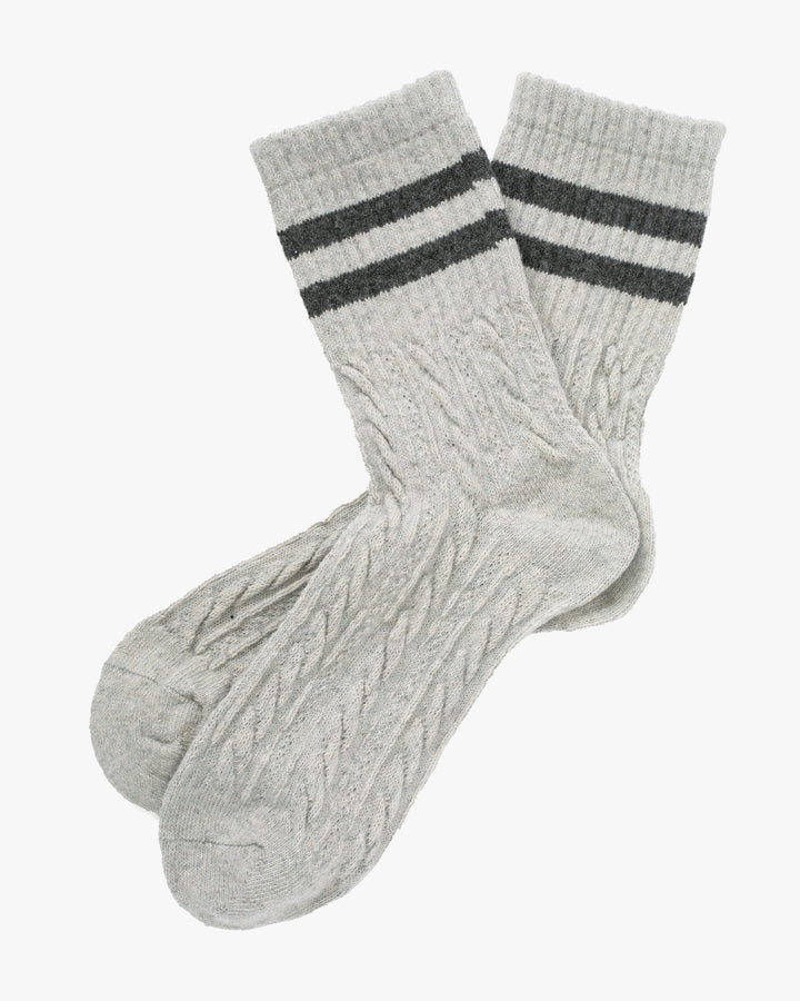 Tourtiwi, Crew Socks, Striped Cuff Cable Knit