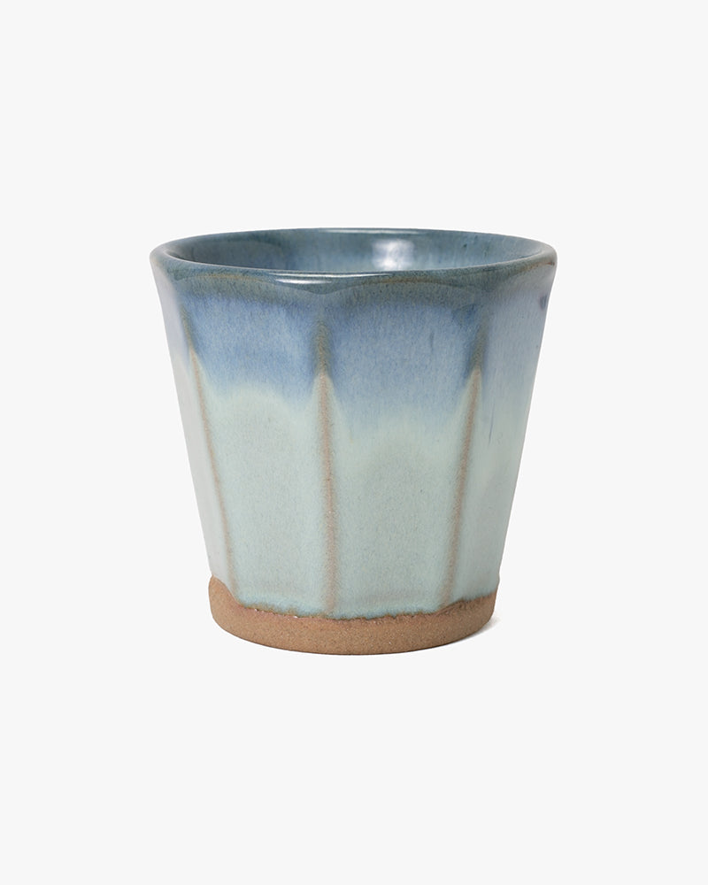 Yunomi Cup, Ichiyama, Octagon Faceted, Mint and Indigo Trim