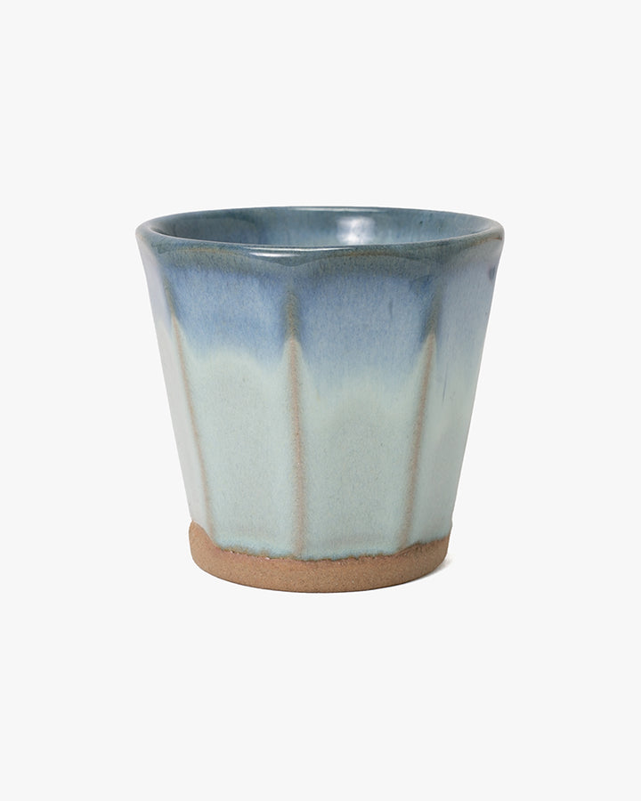 Yunomi Cup, Ichiyama, Octagon Faceted, Mint and Indigo Trim