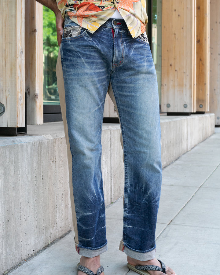 Japanese Repro Multi-Textile Selvedge Denim & Kahki Chino Half-Jeans, Kura Brand - 32"