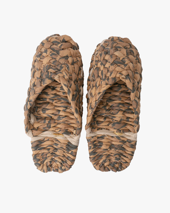 Assorted Matsunoya Hand Woven Slippers Light Brown with black and brown spots (M/L)