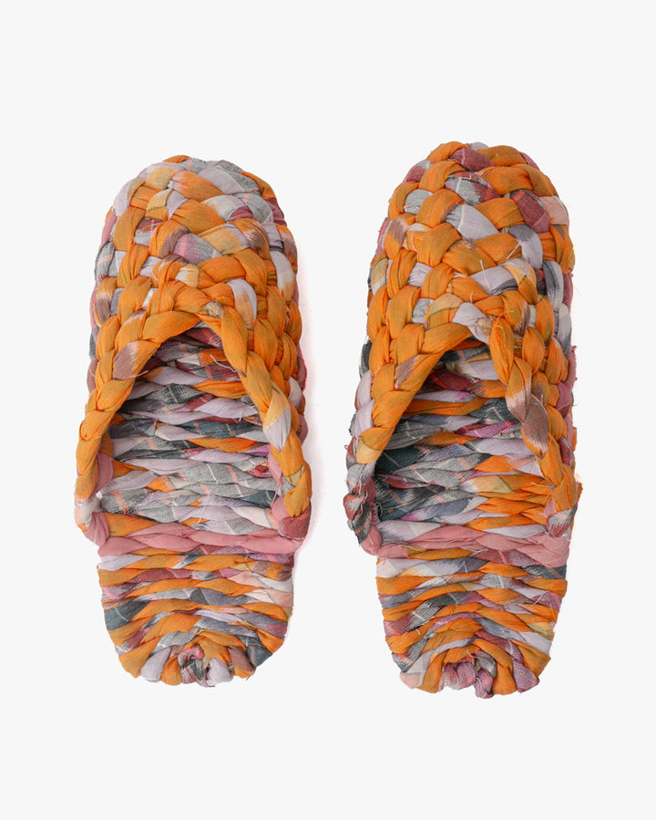 Assorted Matsunoya Hand Woven Slippers Orange with Pink and Gray accents (M/L)