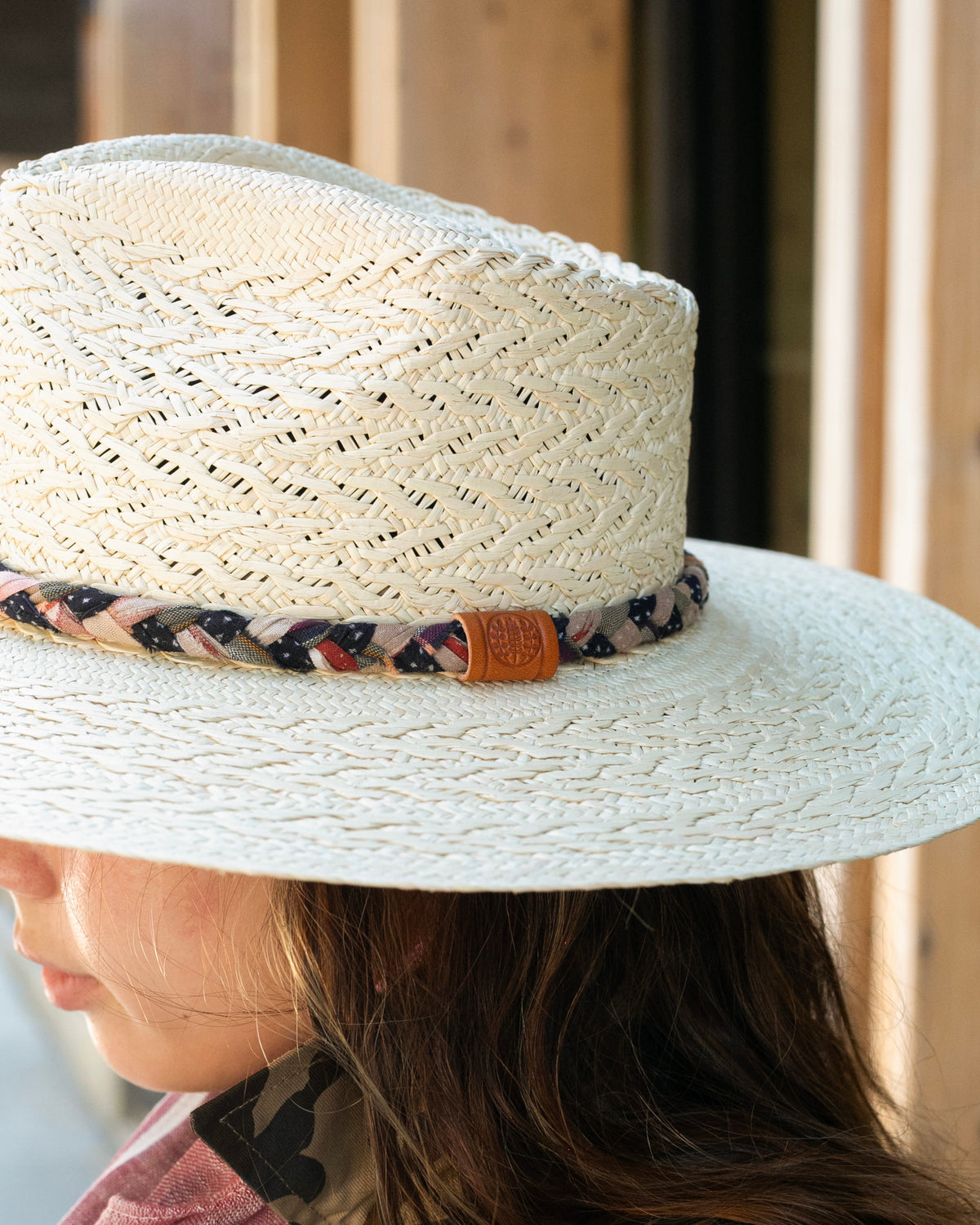 Kiriko Custom Panama Hat, Straw, Braided Shades of Indigo, Orange, and Burgundy