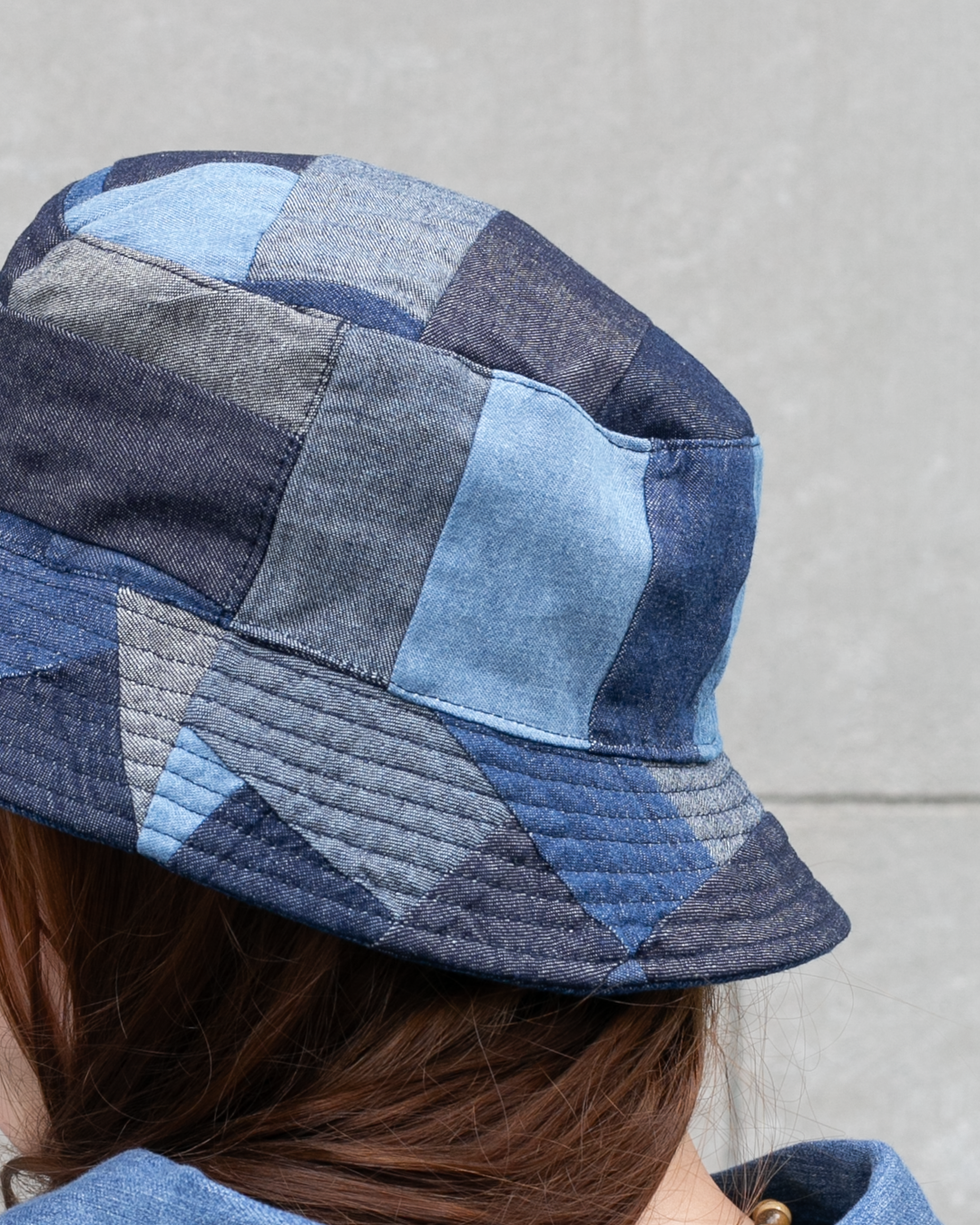Kiriko Original Bucket Hat, Reversible, Patched Dark Denim