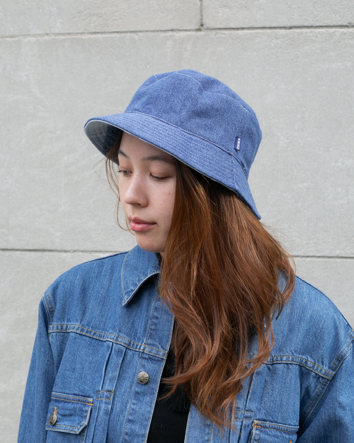 Kiriko Original Bucket Hat, Reversible, Patched Light Denim