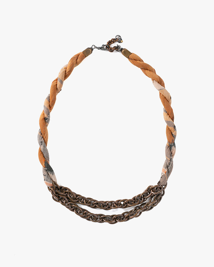 Boet x Kiriko Collar Necklace, Boro, Orange and Grey