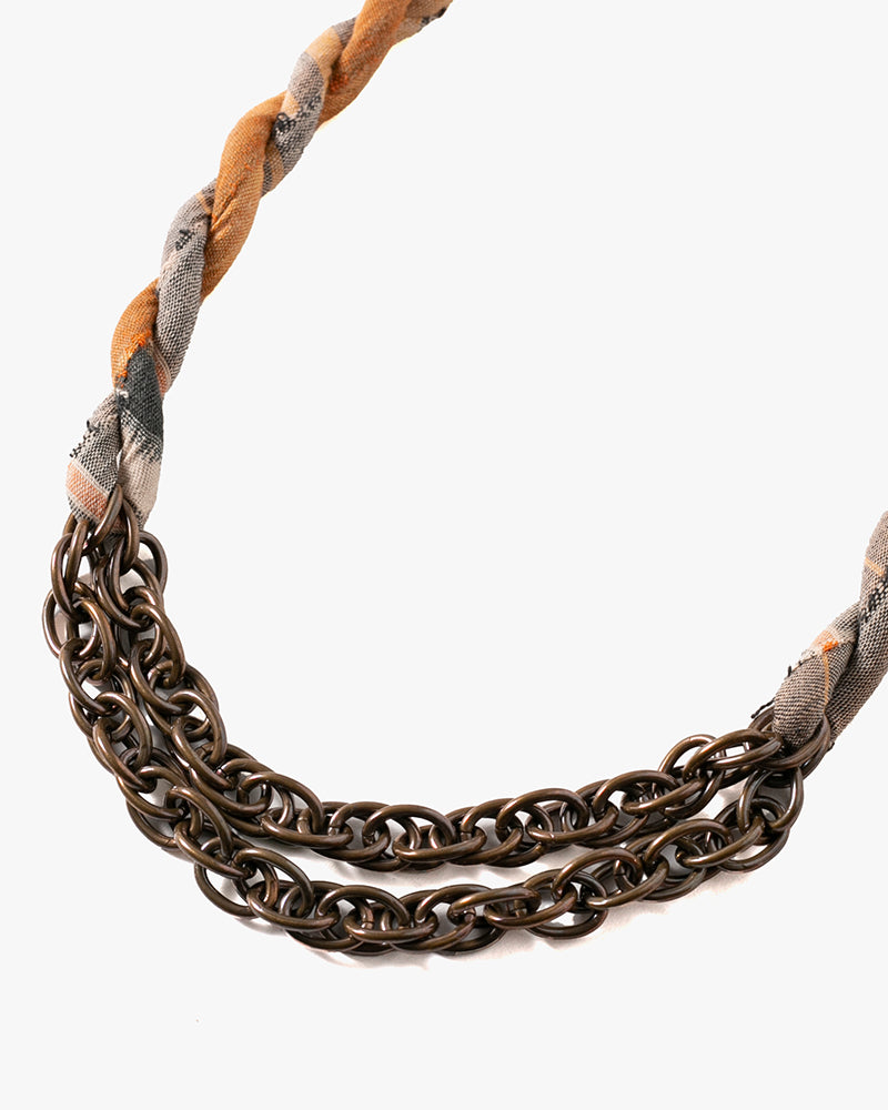Boet x Kiriko Collar Necklace, Boro, Orange and Grey