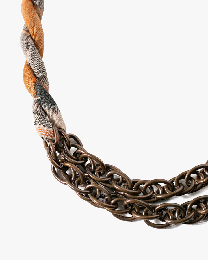 Boet x Kiriko Collar Necklace, Boro, Orange and Grey