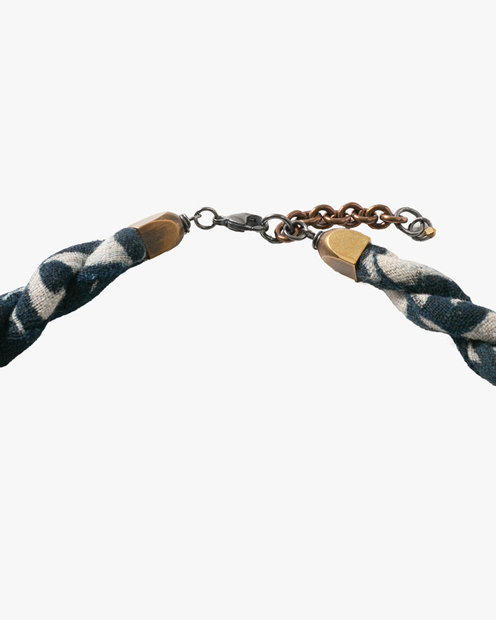 Boet x Kiriko Collar Necklace, Boro, Indigo Katazome Kiku
