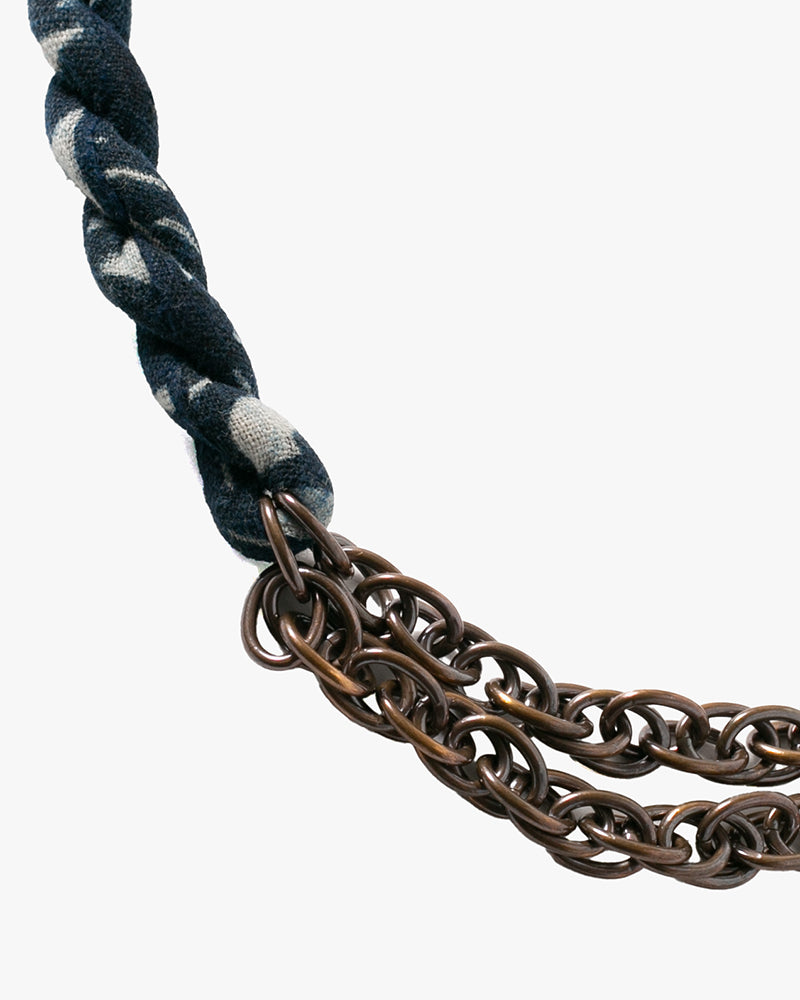 Boet x Kiriko Collar Necklace, Boro, Indigo Katazome Kiku