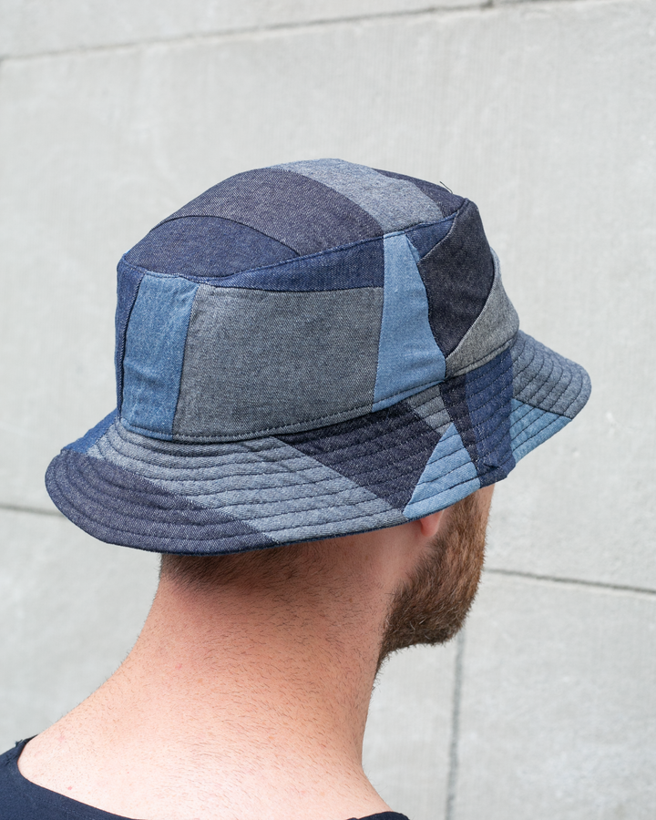 Kiriko Original Bucket Hat, Reversible, Patched Dark Denim