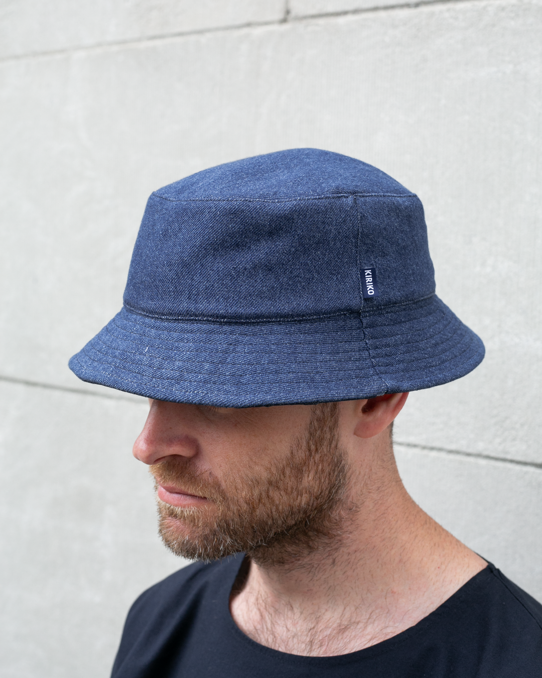 Kiriko Original Bucket Hat, Reversible, Patched Dark Denim