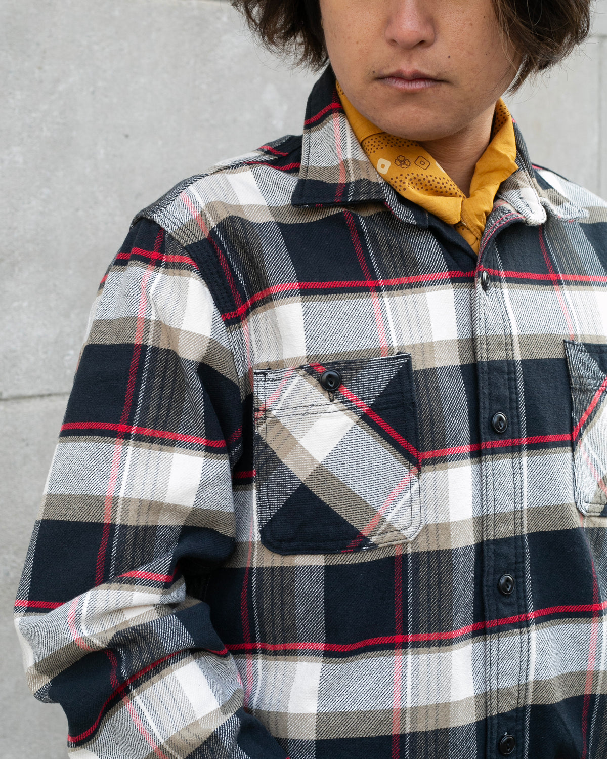Japanese Repro Button Up Shirt, XXL, Houston & Inc., Black Check Flannel