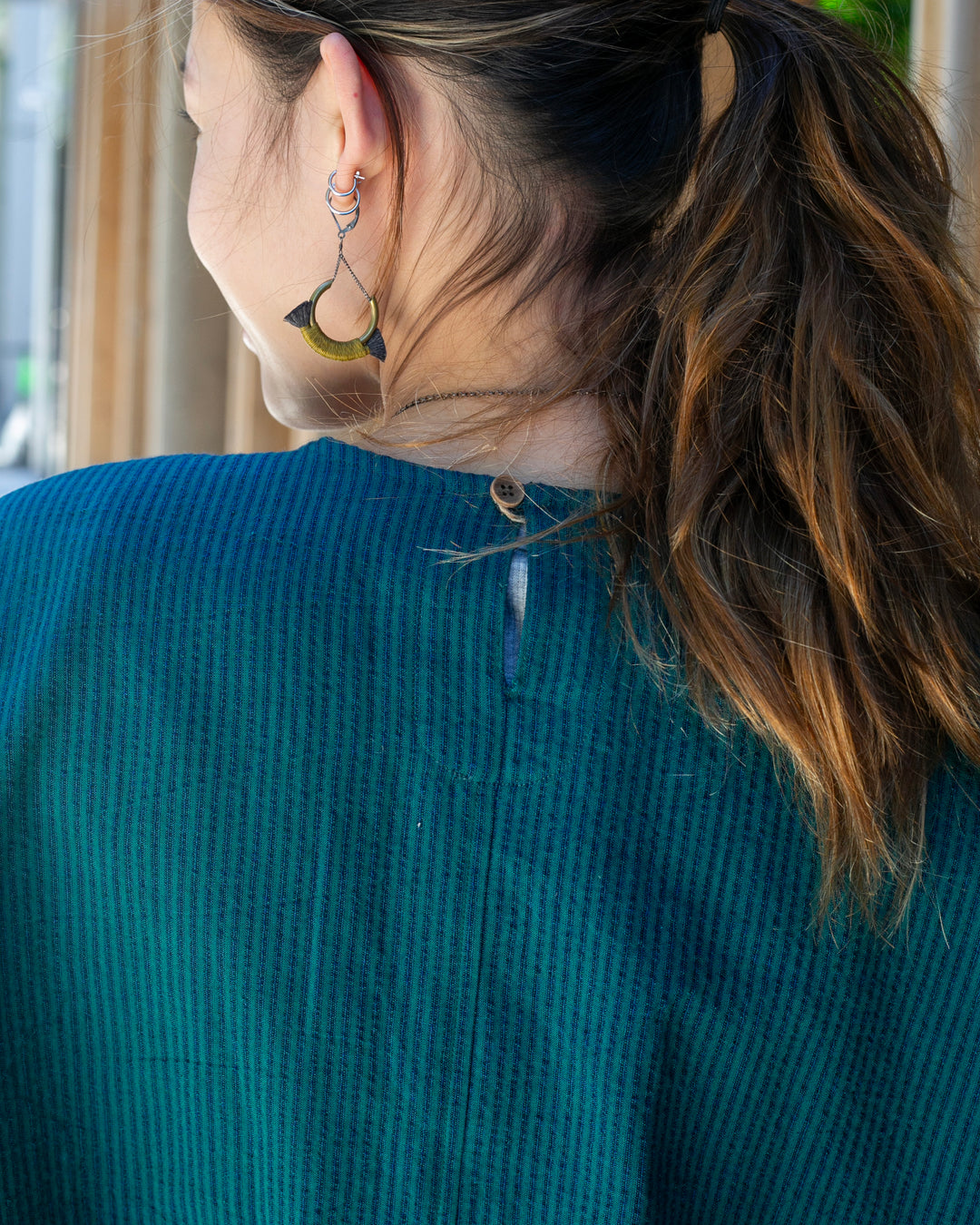 ToK Tunic, Oversized, Teal with Indigo Shima