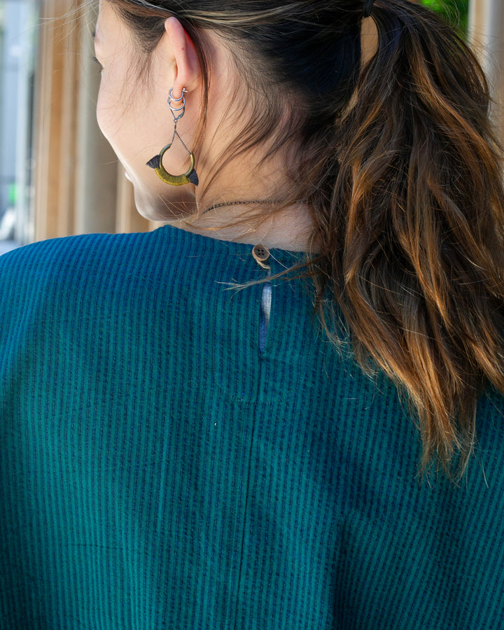 ToK Tunic, Oversized, Teal with Indigo Shima