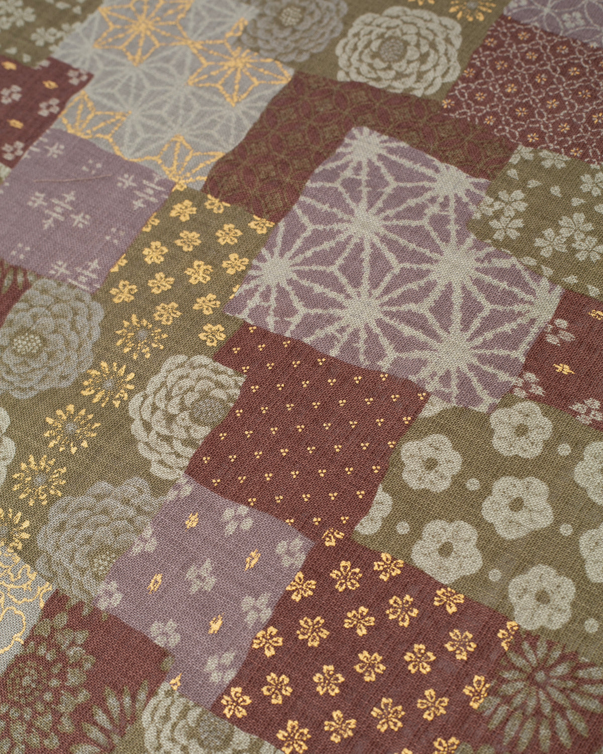 Kiriko Original Bandana, Classic, Patchwork Style, Azuki and Gold