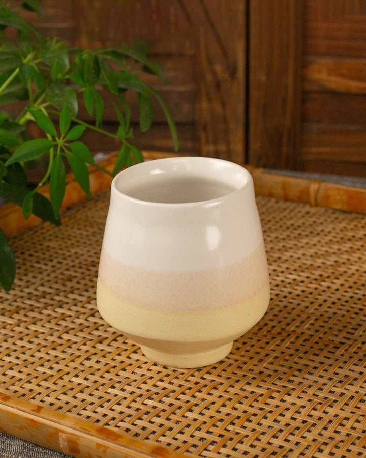 Kelly Pottery Yunomi, Yellow, Tan, and White Gradient