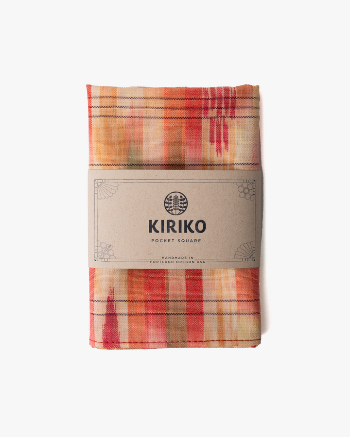 Kiriko Original Pocket Square, Pink and Orange Abstract Shima