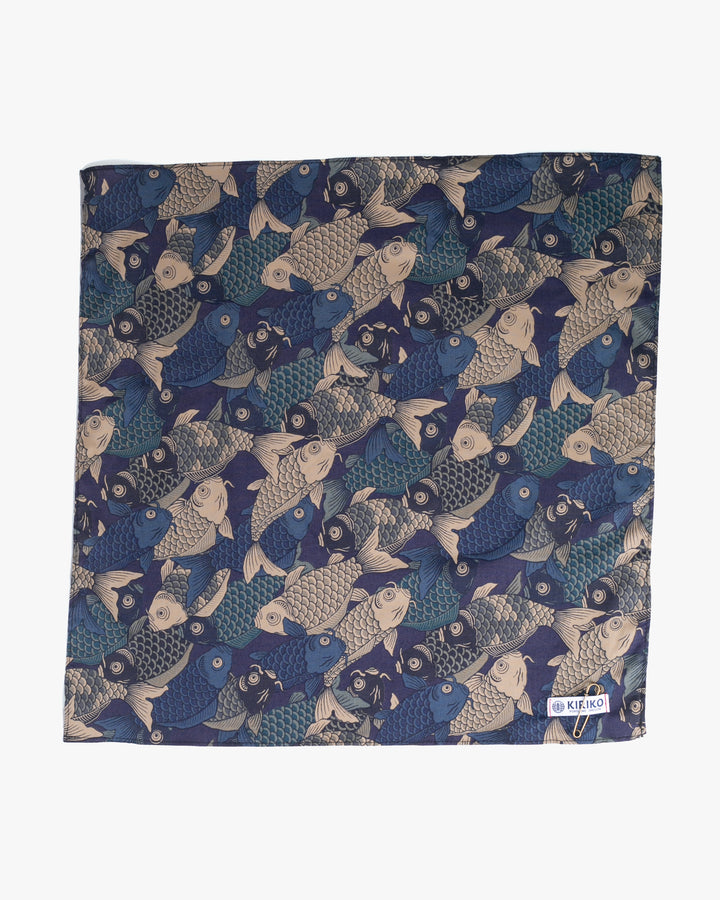 Kiriko Original Bandana, Koi Fish, Shades of Blue
