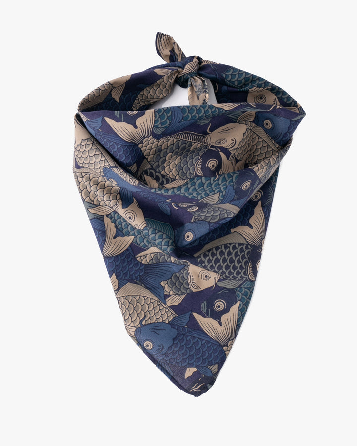 Kiriko Original Bandana, Koi Fish, Shades of Blue