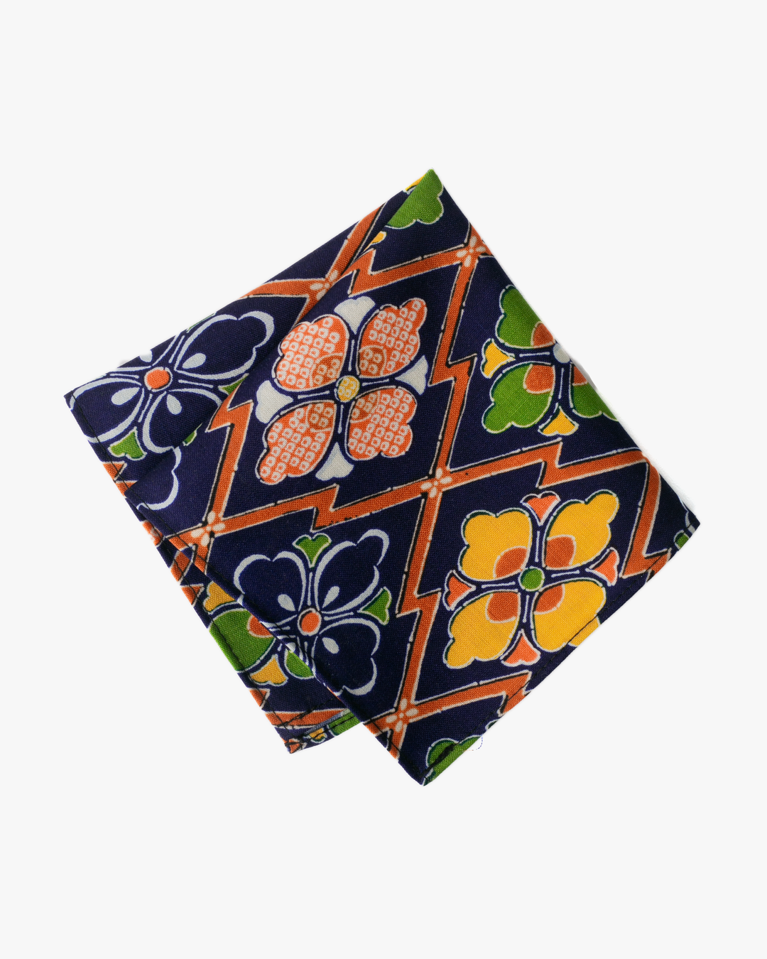 Kiriko Original Pocket Square, Abstract Blue Camelia