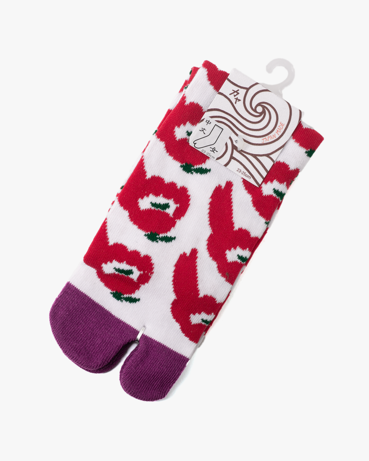 Wa Modern, Tabi Socks, Crew, Red Camelia (S/M)