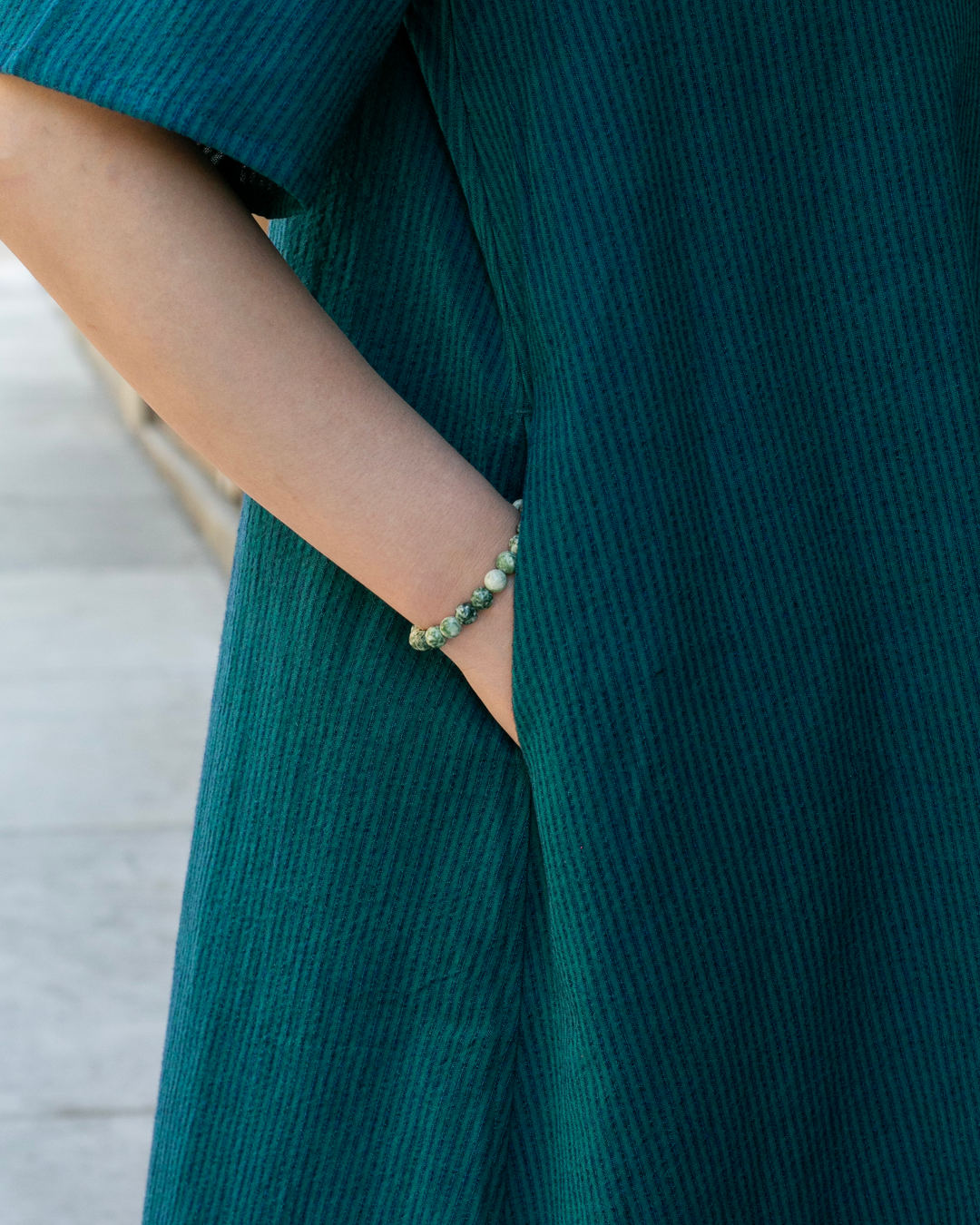 ToK Long Dress, Oversized, Teal with Indigo Shima