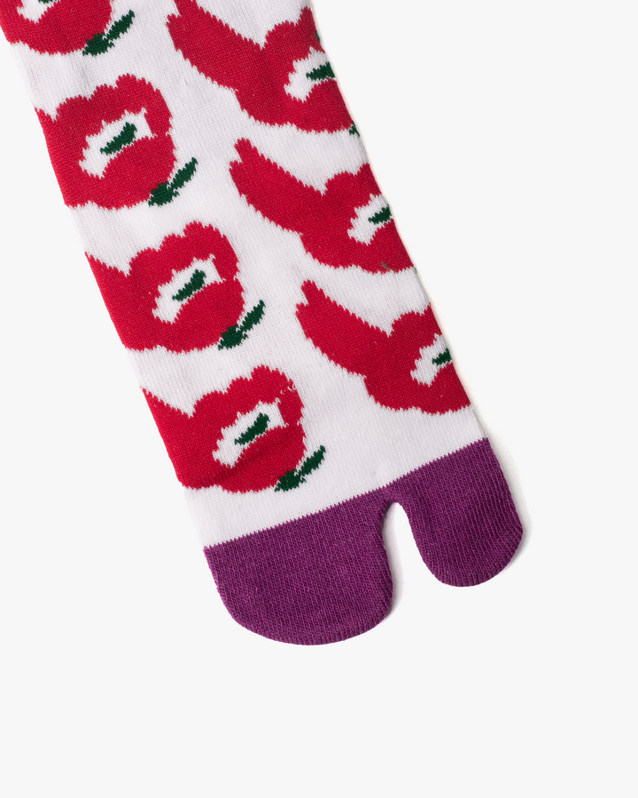 Wa Modern, Tabi Socks, Crew, Red Camelia (S/M)