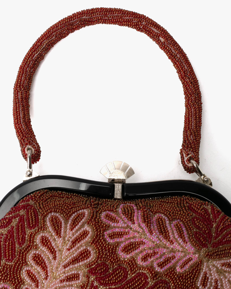 Vintage Bag, Purse, Beaded, Red and Coral Foliage – Kiriko Made Vintage Bag, Purse, Beaded, Red and Coral Foliage – Kiriko Made